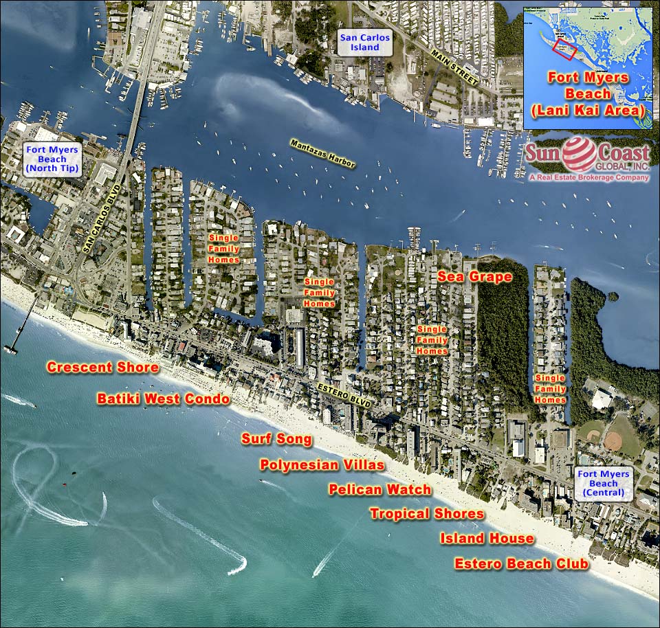 Fort Myers Beach Overhead Map (Lani Kai Area)